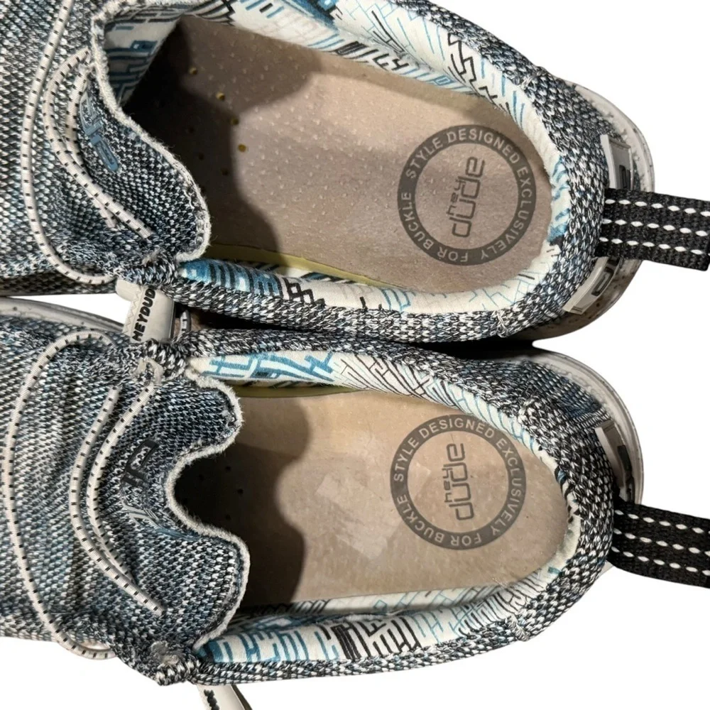 Hey Dude Wally Lake Slip On Shoe Men’s 6 Blue Striped Buckle Exclusive Comfort - Picture 8 of 11